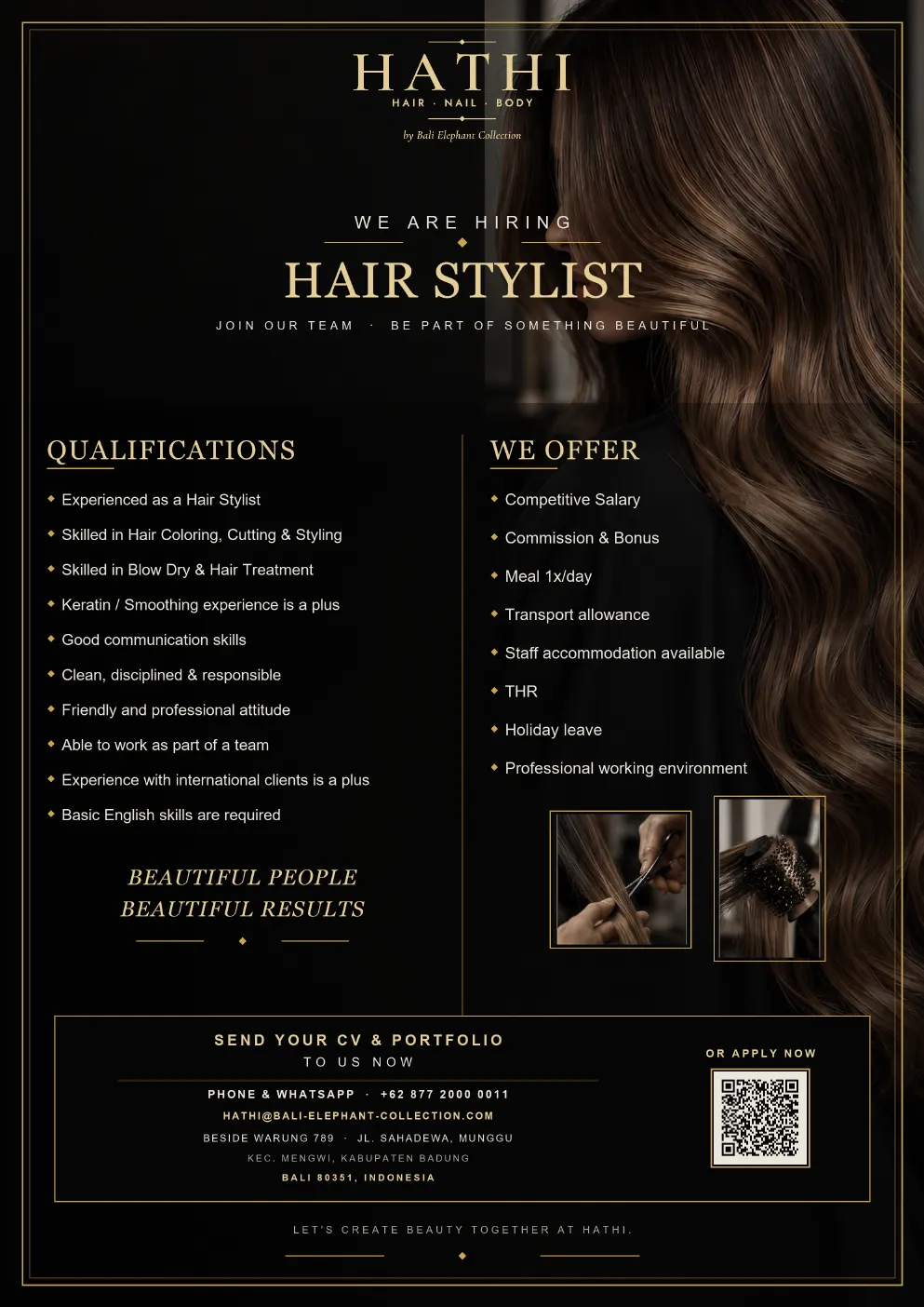 HATHI is hiring a Hair Stylist in Munggu, Bali